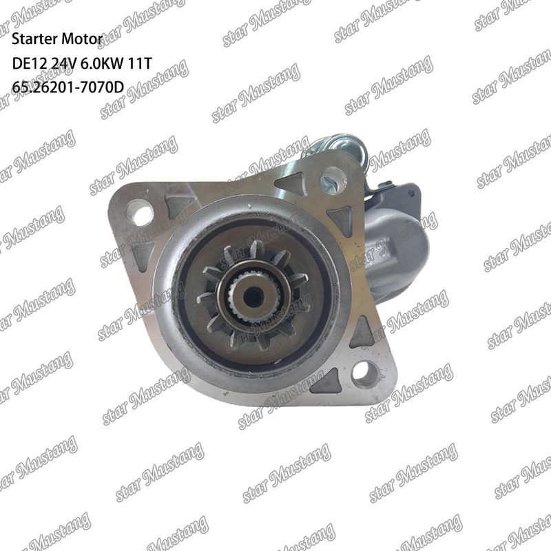 DE12 Engine Starter Motor 24V 6.0KW 11T 65.26201-7070D For DOOSAN DAEWOO Engine Spare Parts