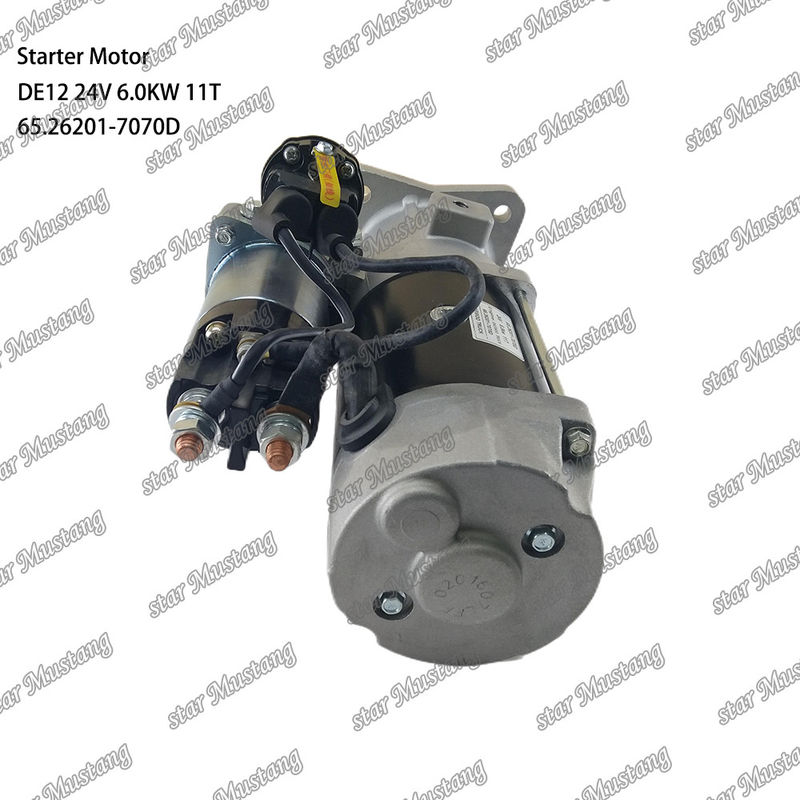 DE12 Engine Starter Motor 24V 6.0KW 11T 65.26201-7070D For DOOSAN DAEWOO Engine Spare Parts