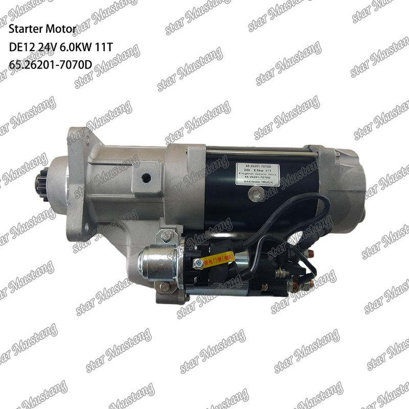 DE12 Engine Starter Motor 24V 6.0KW 11T 65.26201-7070D For DOOSAN DAEWOO Engine Spare Parts