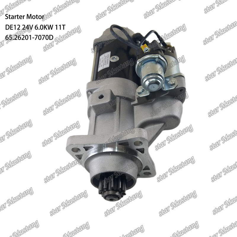 DE12 Engine Starter Motor 24V 6.0KW 11T 65.26201-7070D For DOOSAN DAEWOO Engine Spare Parts